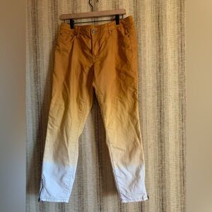 Prana Jett Ombré Jeans Orange Cream Women Size 12/31 Low Rise Fade Zip